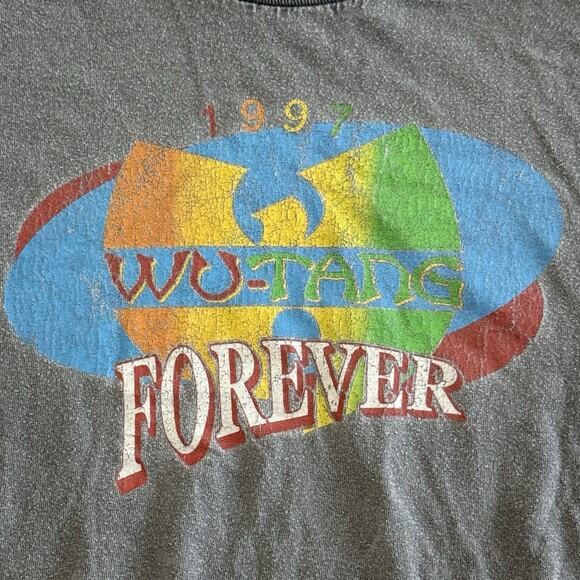 WU TANG CLAN Shirt Mens Medium Gray 1997 Forever Rap Tee Hip Hop Music Faded - Picture 1 of 4